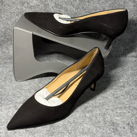 Talbots Erica 50 Pumps - Size 6 - Black Suede Pointy Toe Shoes - Made In Brazil - Picture 2 of 13